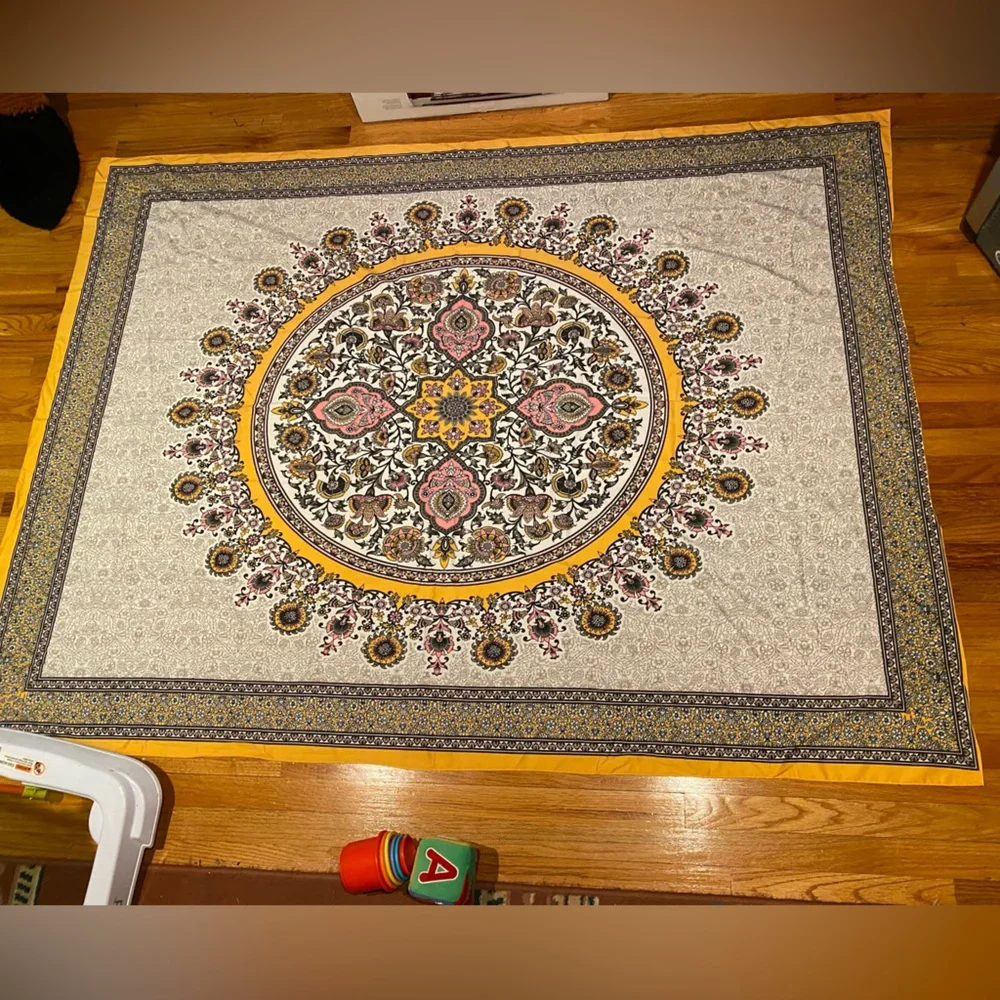 Yellow and blue boho tapestry